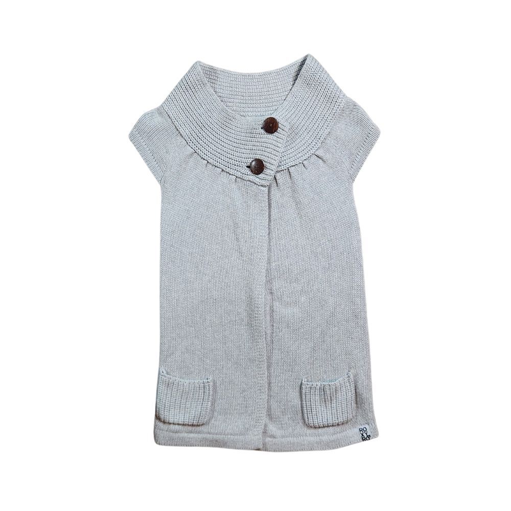 Roxy Cable Knit‎ Gray Cardigan Sweater Wooden Buttons Size Small
